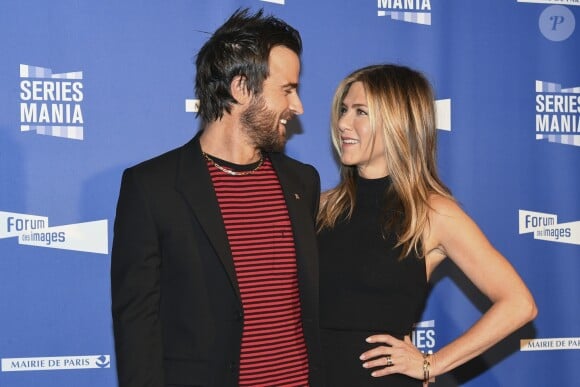 Jennifer Aniston et son mari Justin Theroux à la soirée d'ouverture de la 8ème édition du festival "Séries Mania" au cinéma Grand Rex. Paris, le 13 avril 2017. © Pierre Perusseau/Bestimage