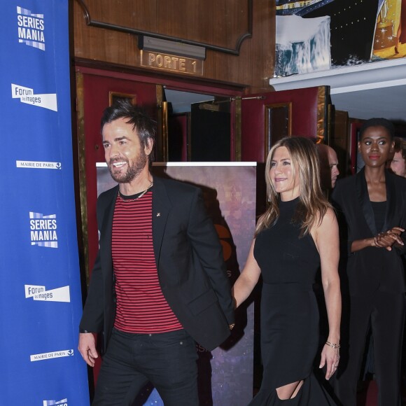 Jennifer Aniston et son mari Justin Theroux à la soirée d'ouverture de la 8ème édition du festival "Séries Mania" au cinéma Grand Rex. Paris, le 13 avril 2017. © Pierre Perusseau/Bestimage