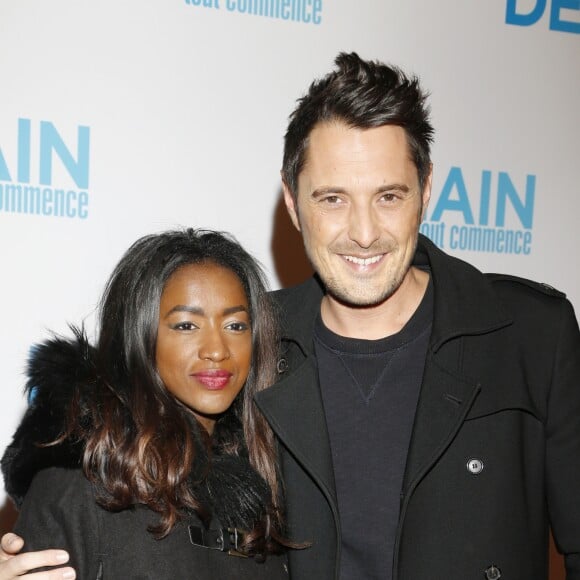 Vincent Cerutti et sa compagne Hapsatou Sy lors de l'avant-première du film "Demain tout commence" au Grand Rex à Paris le 28 novembre 2016.