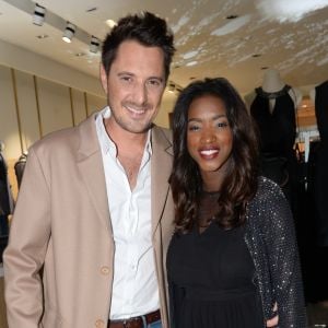 Exclusif - Vincent Cerutti et sa compagne Hapsatou Sy lors de la présentation de la collection limitée des marques 1.2.3 et Swarovski à Paris, le 25 novembre 2016.