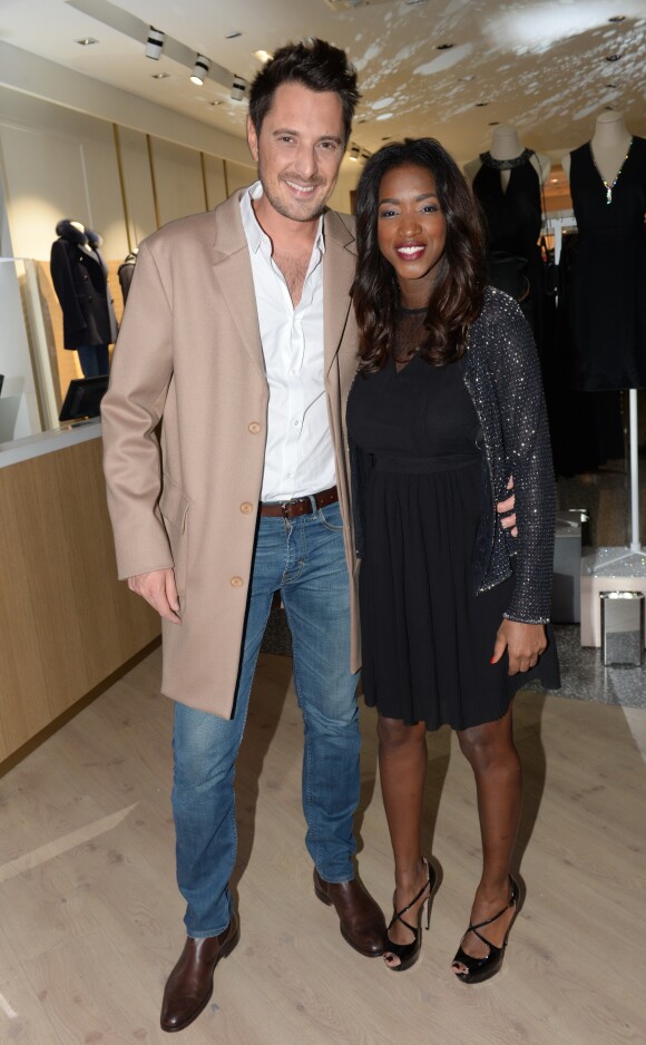 Exclusif - Vincent Cerutti et sa compagne Hapsatou Sy lors de la présentation de la collection limitée des marques 1.2.3 et Swarovski à Paris, le 25 novembre 2016.