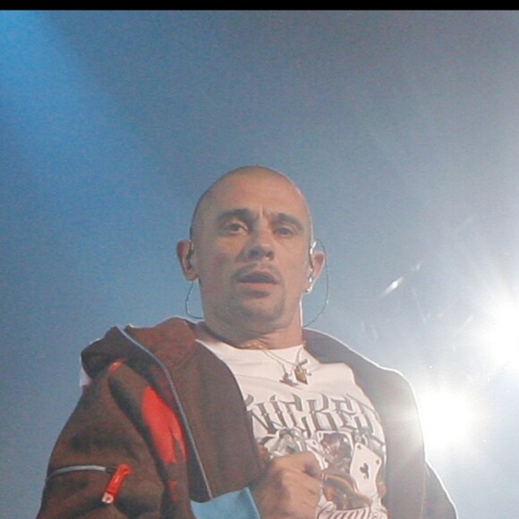Kool Shen et JoeyStarr du groupe Suprême NTM lors de leur concert à Paris Bercy le 19 septembre 2008.