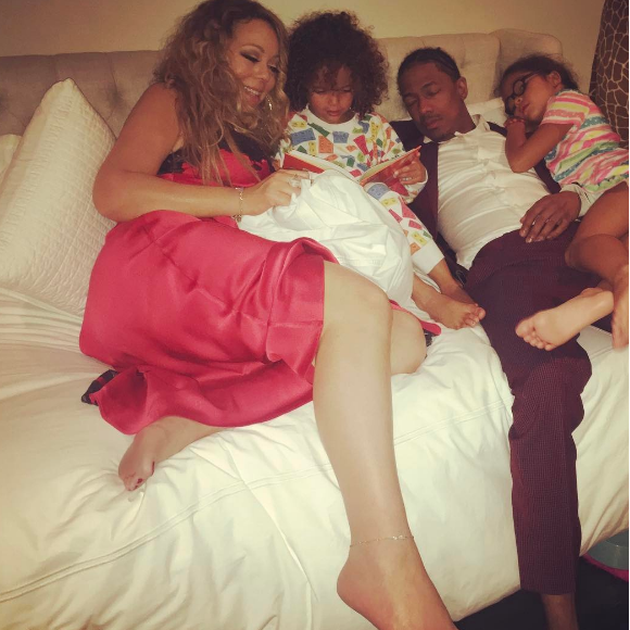 Mariah Carey au lit avec ses enfants et son ex Nick Cannon - Photo publiée sur Instagram le 21 avril 2017