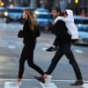 Exclusif - Patrick Dempsey se promène avec sa fille Tallula Fyfe Dempsey et son fils Darby Galen Dempsey dans les rues de New York, le 4 avril 2017