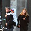 Exclusif - Patrick Dempsey se promène avec sa fille Tallula Fyfe Dempsey et son fils Darby Galen Dempsey dans les rues de New York, le 4 avril 2017