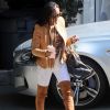 Melanie Brown (Mel B) se rend à un rendez-vous avec ses avocats à West Hollywood. Elle porte des cuissardes en daim. Le 10 avril 2017
