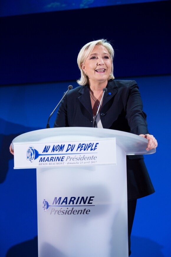 Discours de Marine Le Pen à l'Espace François Mitterand après sa victoire au premier tour de l'élection présidentielle. Hénin-Beaumont, le 23 avril 2017. © Alain Rolland/ImageBuzz/Bestimage
