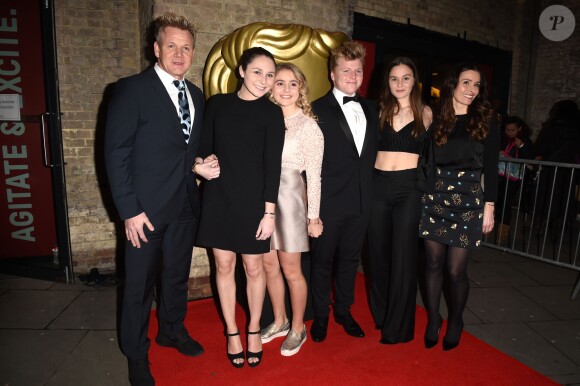 Gordon Ramsay, Holly Ramsay, Matilda (Tilly) Ramsay, Jack Ramsay, Megan Ramsay et Tana Ramsay à la soirée des BAFTA à Roundhouse à Londres, le 20 novembre 2016.