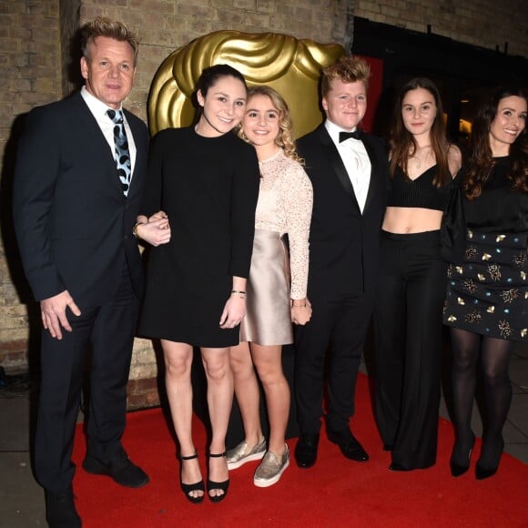 Gordon Ramsay, Holly Ramsay, Matilda (Tilly) Ramsay, Jack Ramsay, Megan Ramsay et Tana Ramsay à la soirée des BAFTA à Roundhouse à Londres, le 20 novembre 2016.