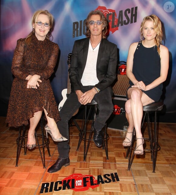 Meryl Streep, Rick Springfield et Mamie Gummer à New York pour la sortie de Ricki and the Flash en 2015