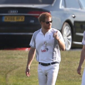 Le prince Harry et le prince William lors de l'Audi Polo Challenge le 7 mai 2017 au club de polo de Coworth Park, à Ascot dans le Berkshire.