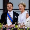 Le prince Constantijn, la princesse Mabel - Les familles royales au balcon lors du 80ème anniversaire du roi Harald et de la reine Sonja de Norvège à Oslo le 9 mai 2017. 09/05/2017 - Oslo