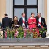 La grande duchesse Maria Teresa, le grand duc Henri, la reine Mathilde et le roi Philippe de Belgique - Les familles royales au balcon lors du 80ème anniversaire du roi Harald et de la reine Sonja de Norvège à Oslo le 9 mai 2017. 09/05/2017 - Oslo