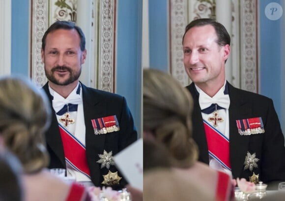 Le prince Haakon de Norvège a rasé sa barbe au cours du dîner pour le double 80e anniversaire du roi Harald V de Norvège et de la reine Sonja de Norvège le 9 mai 2017 au palais royal à Oslo !