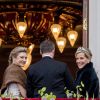 La princesse Stéphanie de Luxembourg et la comtesse Sophie de Wessex. Célébrations du double 80e anniversaire du roi Harald V de Norvège et de la reine Sonja de Norvège le 9 mai 2017 au palais royal à Oslo.