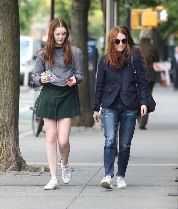 Julianne Moore et sa fille Liv à New York, le 10 mai 2017.