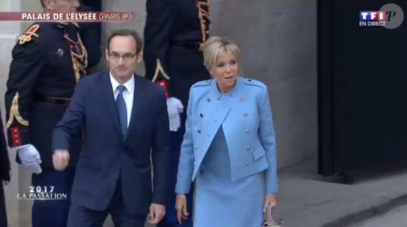 Brigitte Macron (Trogneux) - La famille d'Emmanuel Macron arrive au palais de l'Elysée à Paris le 14 mai 2017 pour la cérémonie d'investiture du nouveau président.