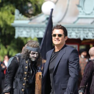 Orlando Bloom lors de l'avant-première du film Pirates des Caraïbes 5 au parc Disneyland Paris, le 14 mai 2017.