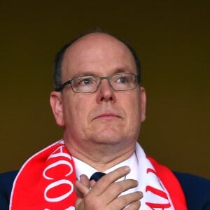 Le prince Albert II de Monaco durant la rencontre de Ligue 1 Monaco contre Lille au stade Louis II de Monaco le 14 mai 2017. © Bruno Bebert / Bestimage