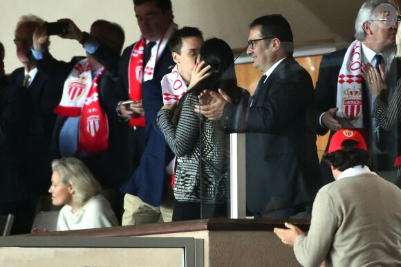 Louis Ducruet et sa compagne Marie durant la rencontre de Ligue 1 Monaco - Lille au stade Louis II de Monaco le 14 mai 2017. © Bruno Bebert / Bestimage