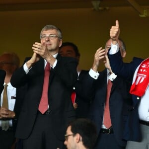 Dmitri Rybolovlev, Vadim Vasilyev, et le prince Albert II de Monaco lors de la rencontre de Ligue 1 Monaco - Lille au stade Louis II de Monaco le 14 mai 2017. © Bruno Bebert / Bestimage