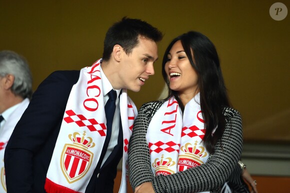 Louis Ducruet et sa compagne Marie durant la rencontre de Ligue 1 Monaco - Lille au stade Louis II de Monaco le 14 mai 2017. © Bruno Bebert / Bestimage