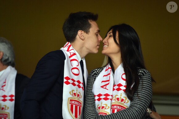 Louis Ducruet et sa compagne Marie durant la rencontre de Ligue 1 Monaco - Lille au stade Louis II de Monaco le 14 mai 2017. © Bruno Bebert / Bestimage