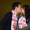 Louis Ducruet et sa compagne Marie durant la rencontre de Ligue 1 Monaco - Lille au stade Louis II de Monaco le 14 mai 2017. © Bruno Bebert / Bestimage