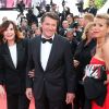 Denise Fabre, Christian Estrosi et sa compagne Laura Ténoudji (Télématin) - Montée des marches du film "Café Society" pour l'ouverture du 69ème Festival International du Film de Cannes. Le 11 mai 2016.