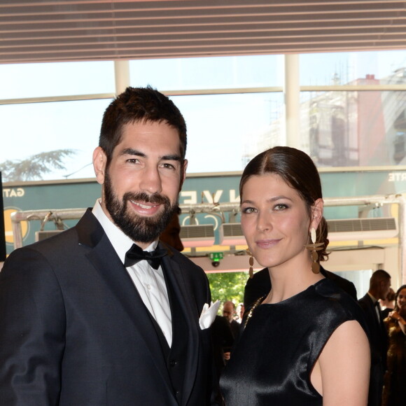 Exclusif - Nikola Karabatic et sa femme Géraldine Pillet - Dîner de gala au profit de la Fondation PSG au Parc des Princes à Paris le 16 mai 2017.