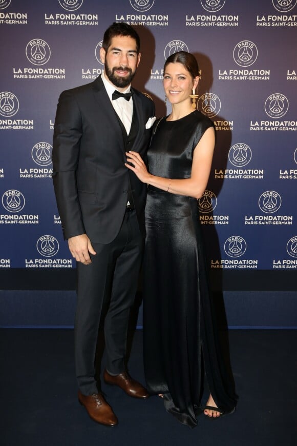 Exclusif  - Nikola Karabatic et sa femme Géraldine Pillet - Dîner de gala au profit de la Fondation PSG au Parc des Princes à Paris le 16 mai 2017.