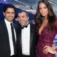 Exclusif - Le prince Nasser Al-Khelaïfi (président du PSG), Arnaud Lagardère et sa femme Jade - Dîner de gala au profit de la Fondation PSG au Parc des Princes à Paris le 16 mai 2017.
