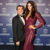Exclusif - Arnaud Lagardère et sa femme Jade Foret - Dîner de gala au profit de la Fondation PSG au Parc des Princes à Paris le 16 mai 2017.