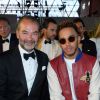 Remo Ruffini (président et PDG de Moncler) et Lewis Hamilton - Défilé de mode de la fondation "Fashion for Relief" à l'aéroport de Cannes-Mandelieu, en marge du 70e Festival International du Film de Cannes. Cannes, le 21 mai 2017.