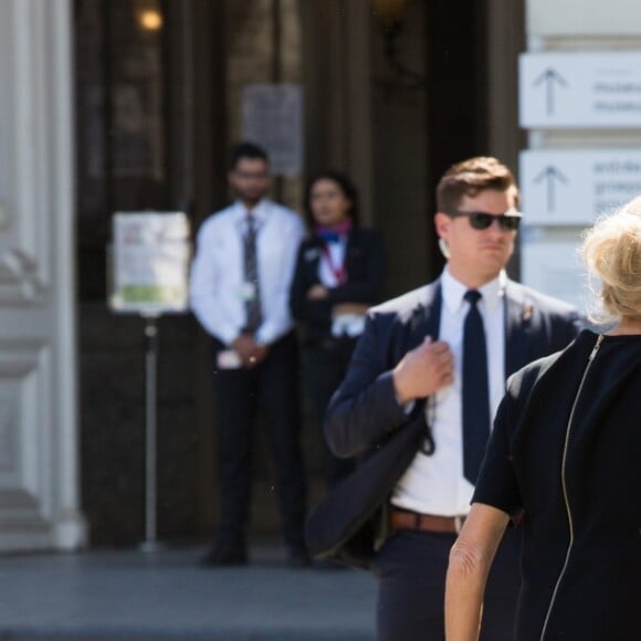 Brigitte Macron lors d'une visite du Musée Magritte à Bruxelles, le 25 mai 2017.