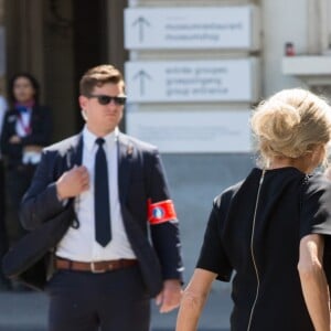 Brigitte Macron lors d'une visite du Musée Magritte à Bruxelles, le 25 mai 2017.