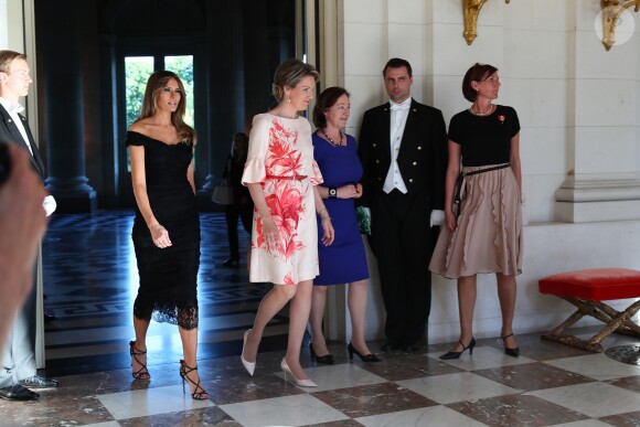 Melania Trump (Etats-Unis), la reine Mathilde de Belgique, Ingrid Schulerud (Otan) au Château Royal de Laeken à Bruxelles, le 25 mai 2017. © Sébastien Valiela/Bestimage