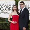 Emmy Rossum et son fiancé Sam Esmail - La 73ème cérémonie annuelle des Golden Globe Awards à Beverly Hills, le 10 janvier 2016.