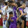 Cristiano Ronaldo a fêté avec son fils Cristiano Jr. et sa compagne Georgina Rodriguez la victoire du Real Madrid en finale de la Ligue des Champions le 3 juin 2017 à Cardiff, au Pays de Galles, contre la Juventus de Turin (4-1).