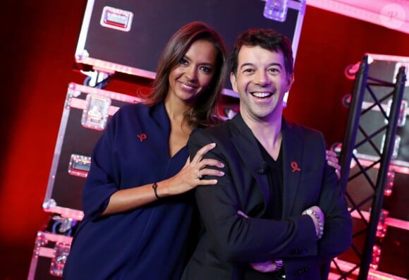 Exclusif - Karine Le Marchand et Stéphane Plaza - Enregistrement au théâtre Marigny de l'émission "Toute la télé chante pour le Sidaction" le 21 mars 2013.
