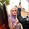 Exclusif - Katy Perry arrive en suède en jet privé et se rend dans les locaux de Universal Music à Stockholm le 1er juin 2017.