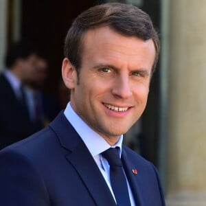 Le président de la République Emmanuel Macron lors d'une déclaration à la presse avec le président de la République du Pérou Pedro Pablo Kuczynski après leur entretien au Palais de l'Elysée à Paris, le 8 juin 2017.