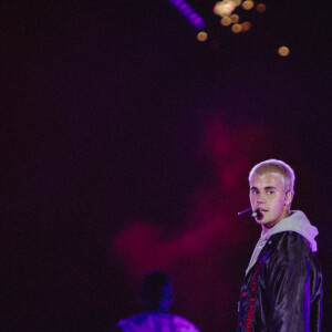 Justin Bieber en concert lors de sa tournée "Purpose Tour" à Sudney, Australie, le 15 mars 2017.