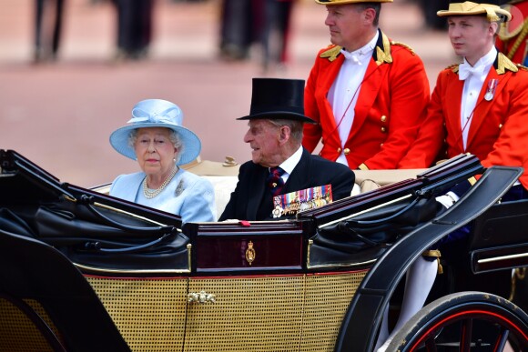 La reine Elizabeth II d'Angleterre et le prince Philip - La famille royale d'Angleterre arrive au palais de Buckingham pour assister à la parade "Trooping The Colour" à Londres le 17 juin 2017.