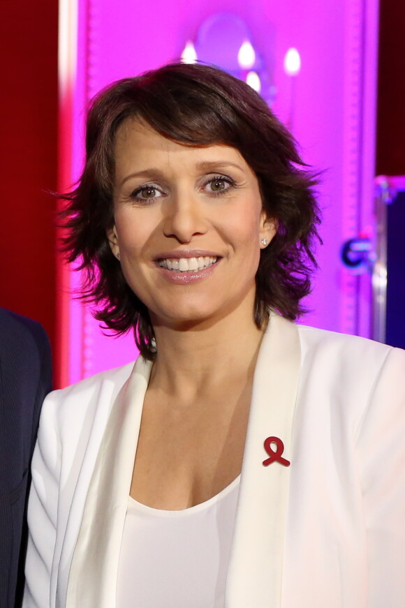 Carole Rousseau enceinte - Exclusif - Backstage  de l'enregistrement au theatre Marigny de l'emission "Toute la tele chante pour le Sidaction" le 21 mars 2013.