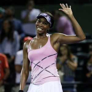 Venus Williams lors de l'open de Miami à Key Biscayne en Floride le 27 mars 2017.