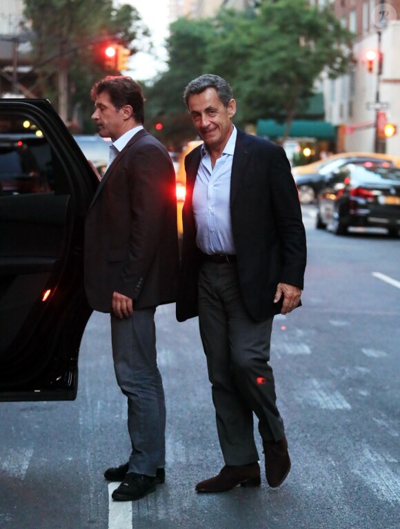 Exclusif - Carla Bruni-Sarkozy et son mari Nicolas Sarkozy quittent l'hôtel Carlyle à New York pour aller dîner le 17 juin 2017.