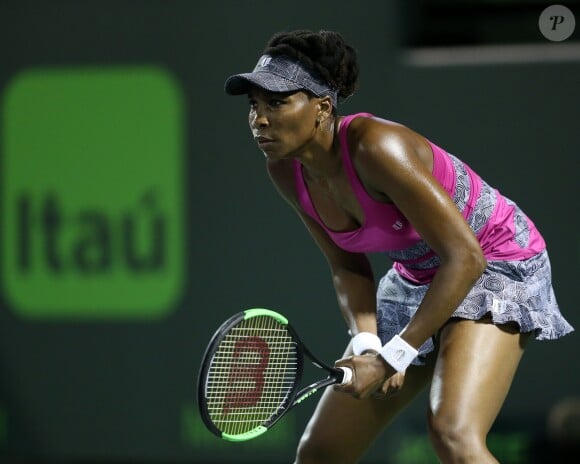 Venus Williams lors de la 11ème journée du Miami Open à Key Biscayne en Floride, le 30 mars 2017.
