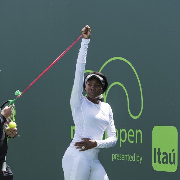 Venus Williams lors de son entraînement durant l'Open de Miami, à Key Biscayne, Floride, Etats-Unis, le 26 mars 2017.