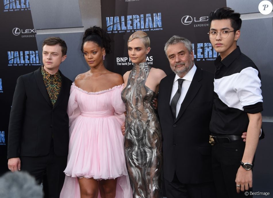 Dane DeHaan, Rihanna, Cara Delevingne, Luc Besson, Kris Wu à la première du film Valérian et la ...